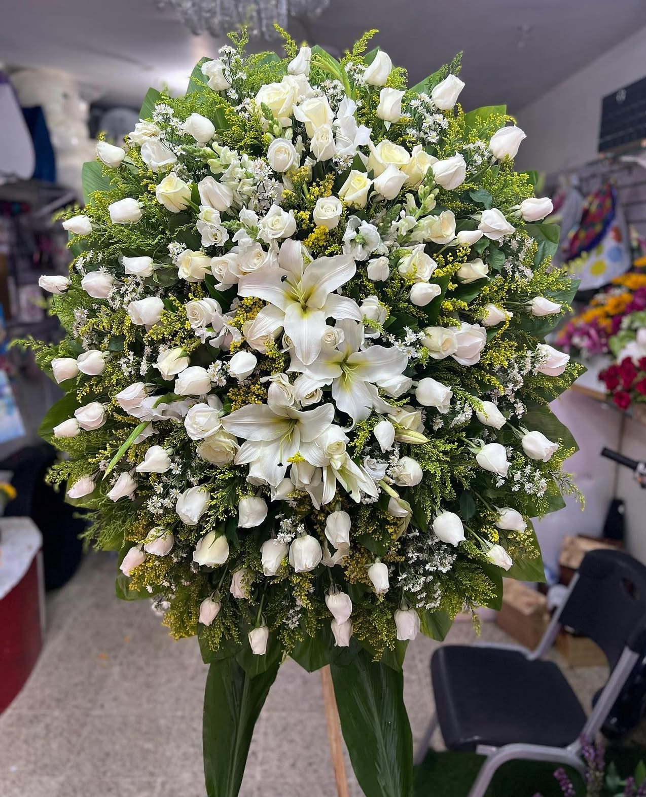 White Sympathy Spray - Funeral Home Arrangement