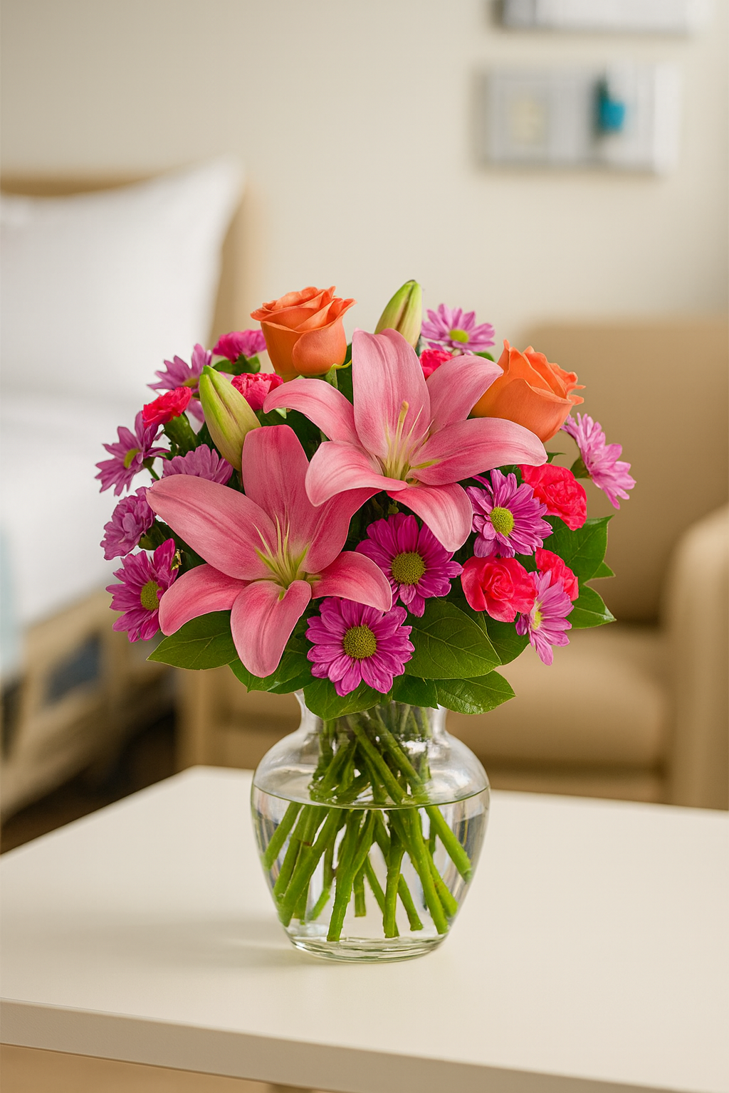 Cheerful Garden Blooms in Classic Vase