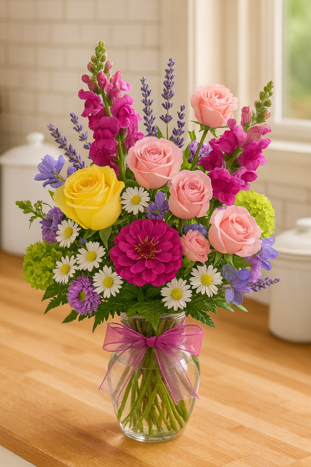 Cheerful Garden Mix in a Design Container
