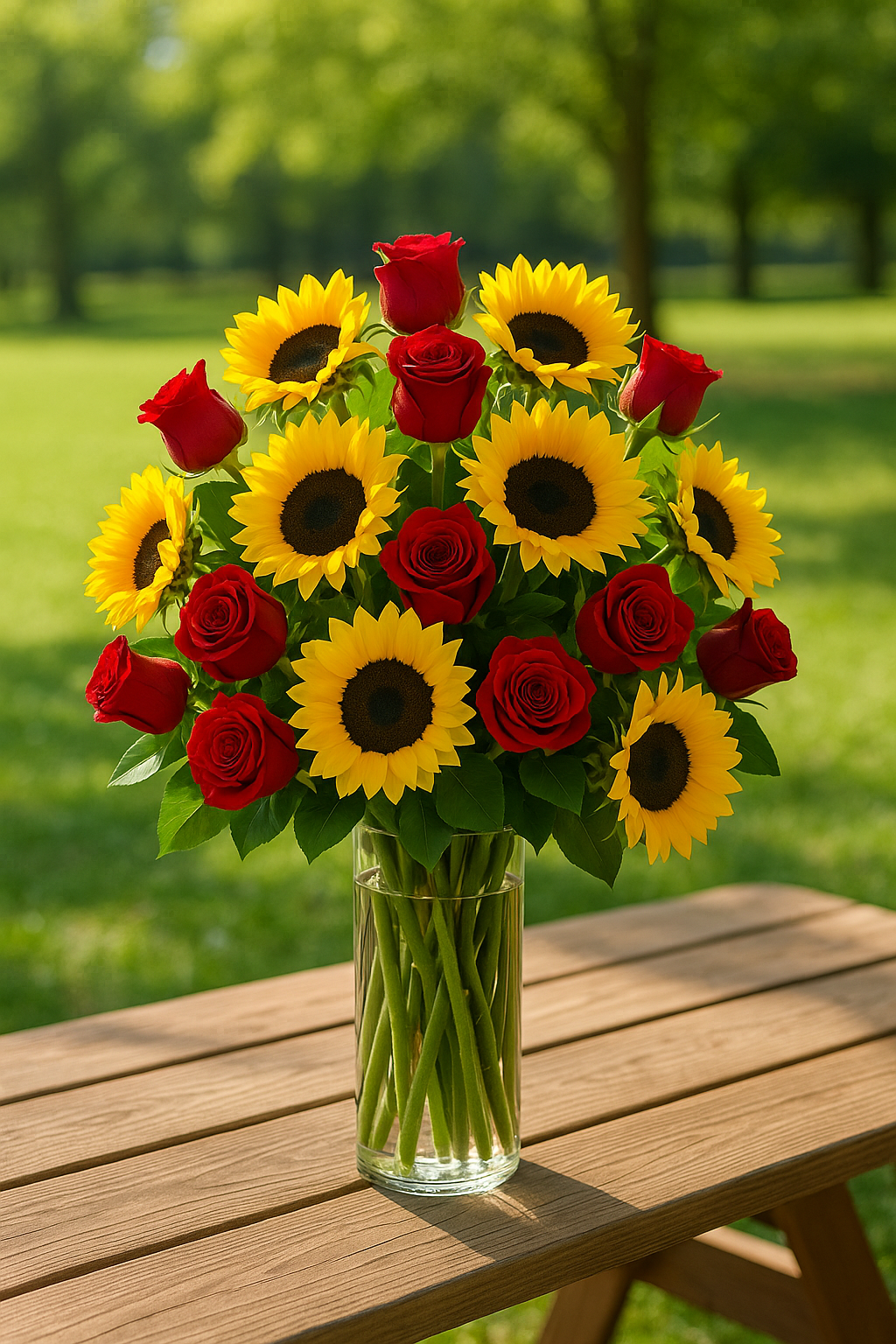 Sunflower & Rose Celebration Vase