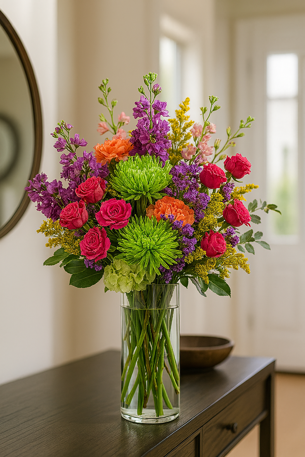 Vibrant Bouquet in Modern Entryway