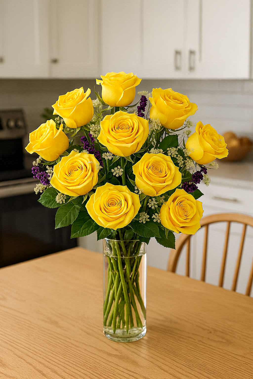 One Dozen Long-Stem Yellow Roses